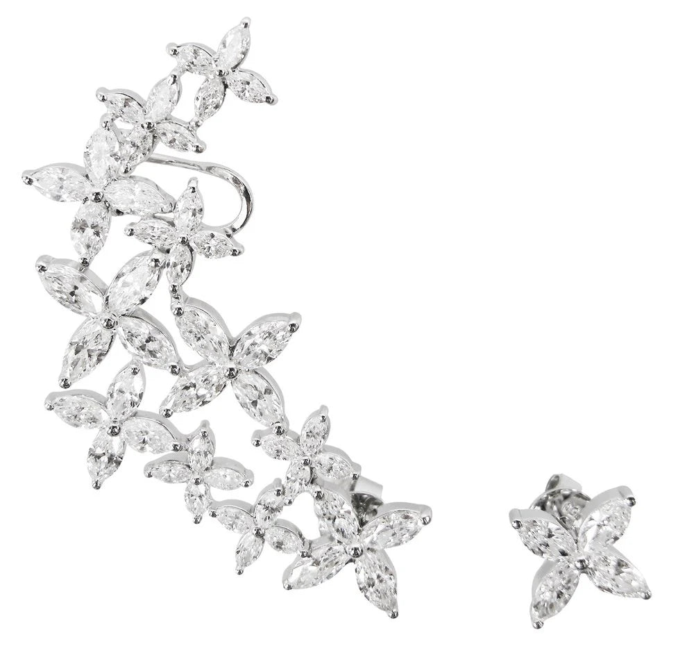 Diamond Floral Ear Climber