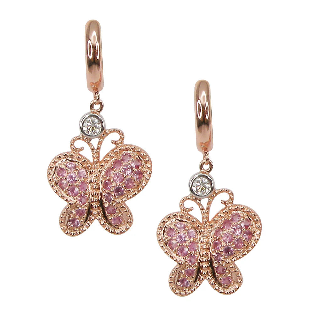 Pink Sapphire Butterfly Earrings
