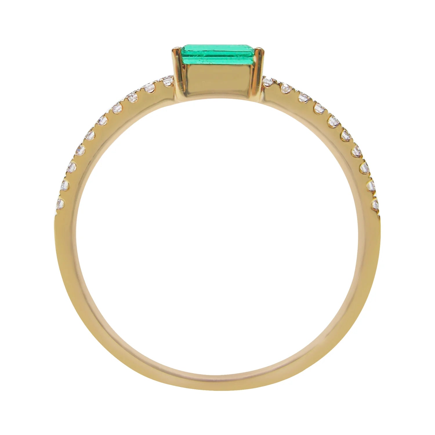 Emerald & Diamond Baguette Stack Ring