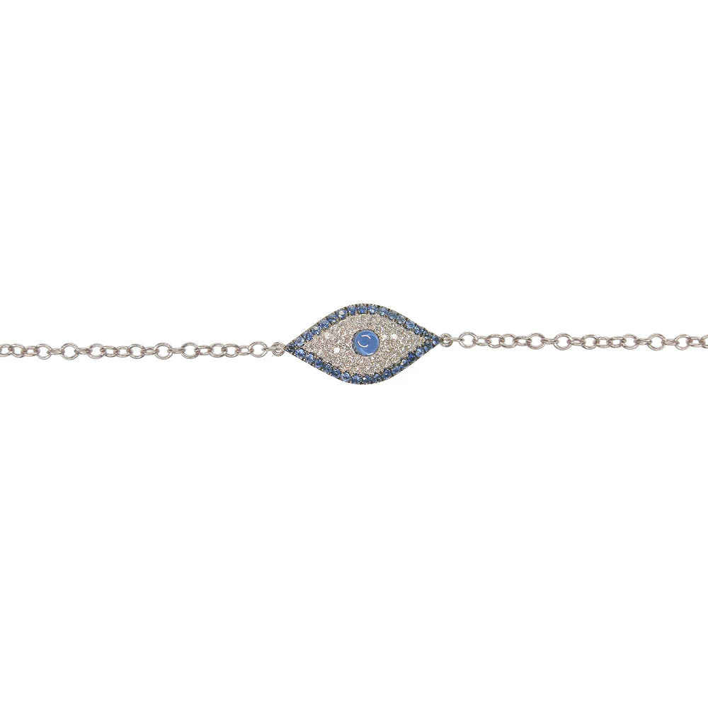 Blue Sapphire & Diamond Evil Eye Bracelet