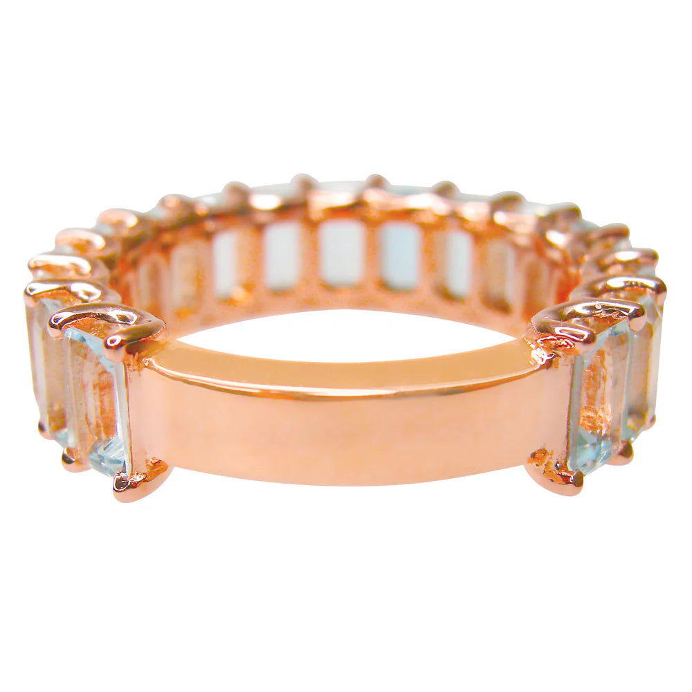 Aquamarine Emerald Cut 3/4 Ring