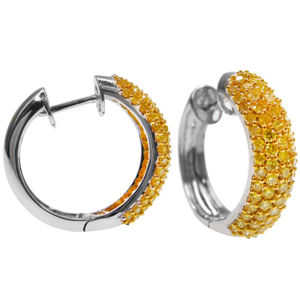 Five Row Yellow Diamond Hoops