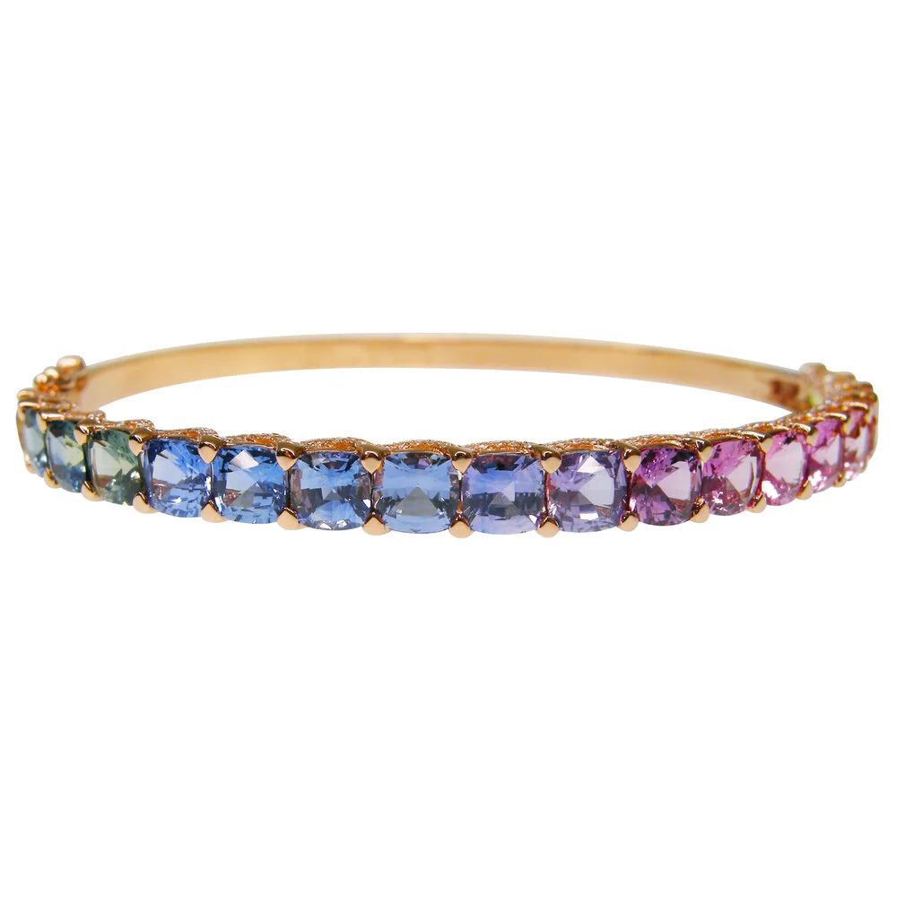 Multicolored gemstone bracelet on a white background
