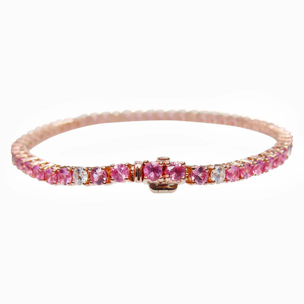 Pink Sapphire & Diamond Tennis Bracelet