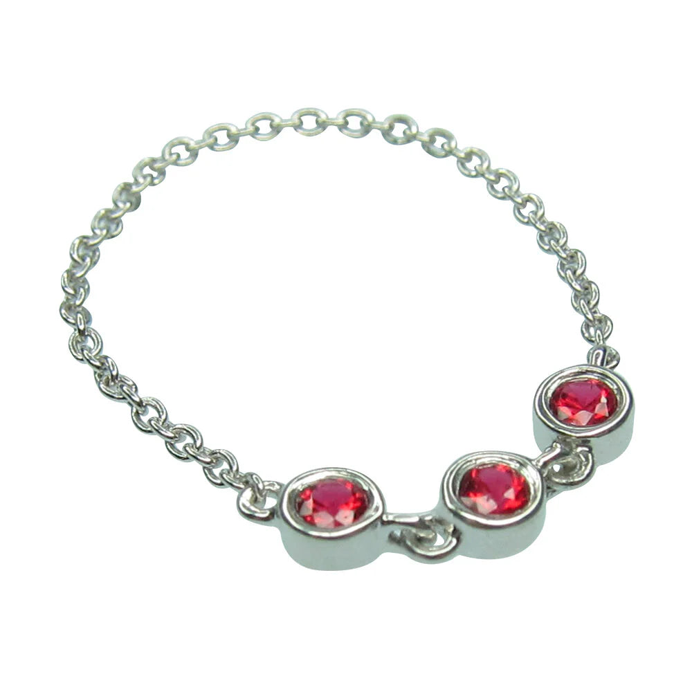 Three Stone Ruby Chain Ring