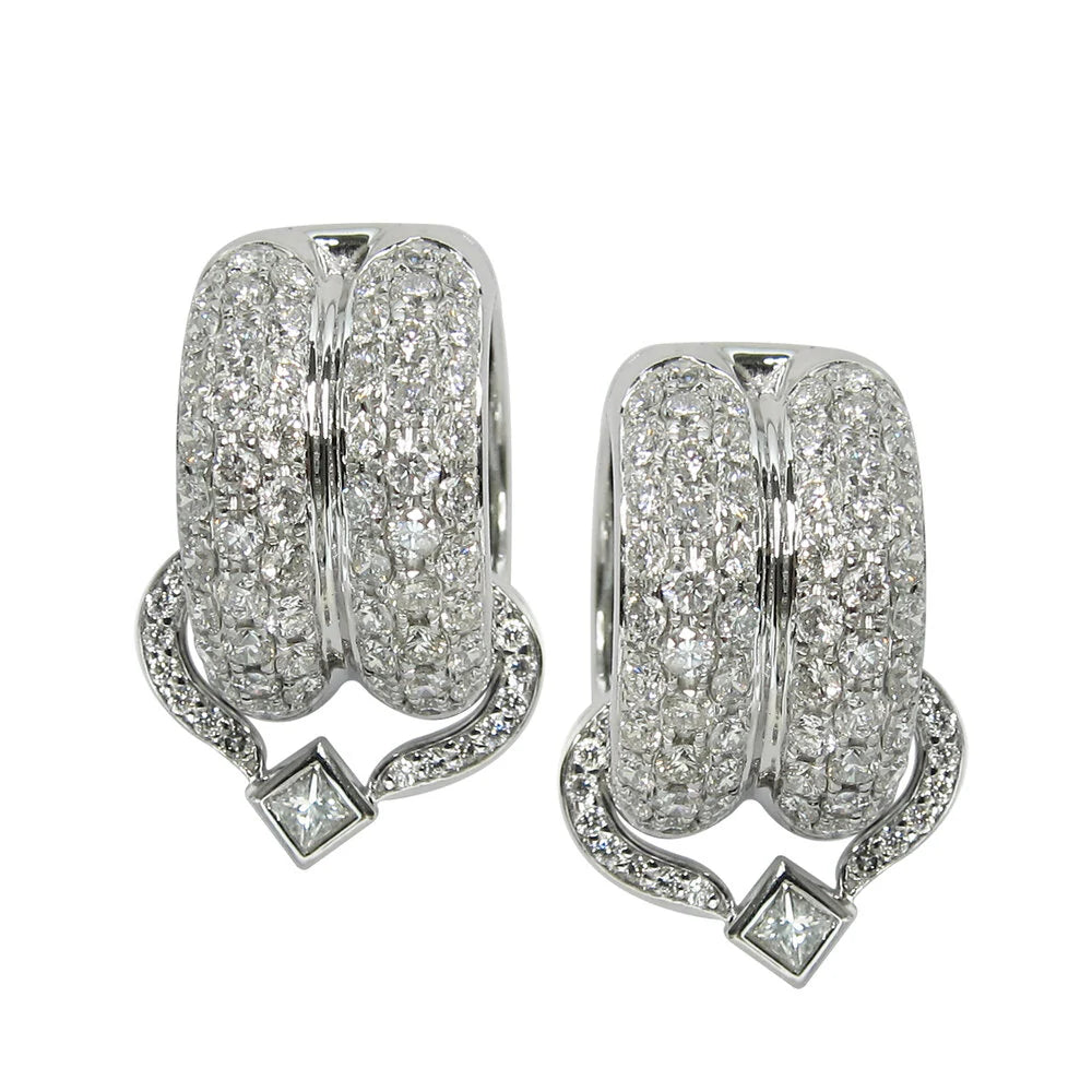 Six Row Pavé Diamond Huggie Earrings