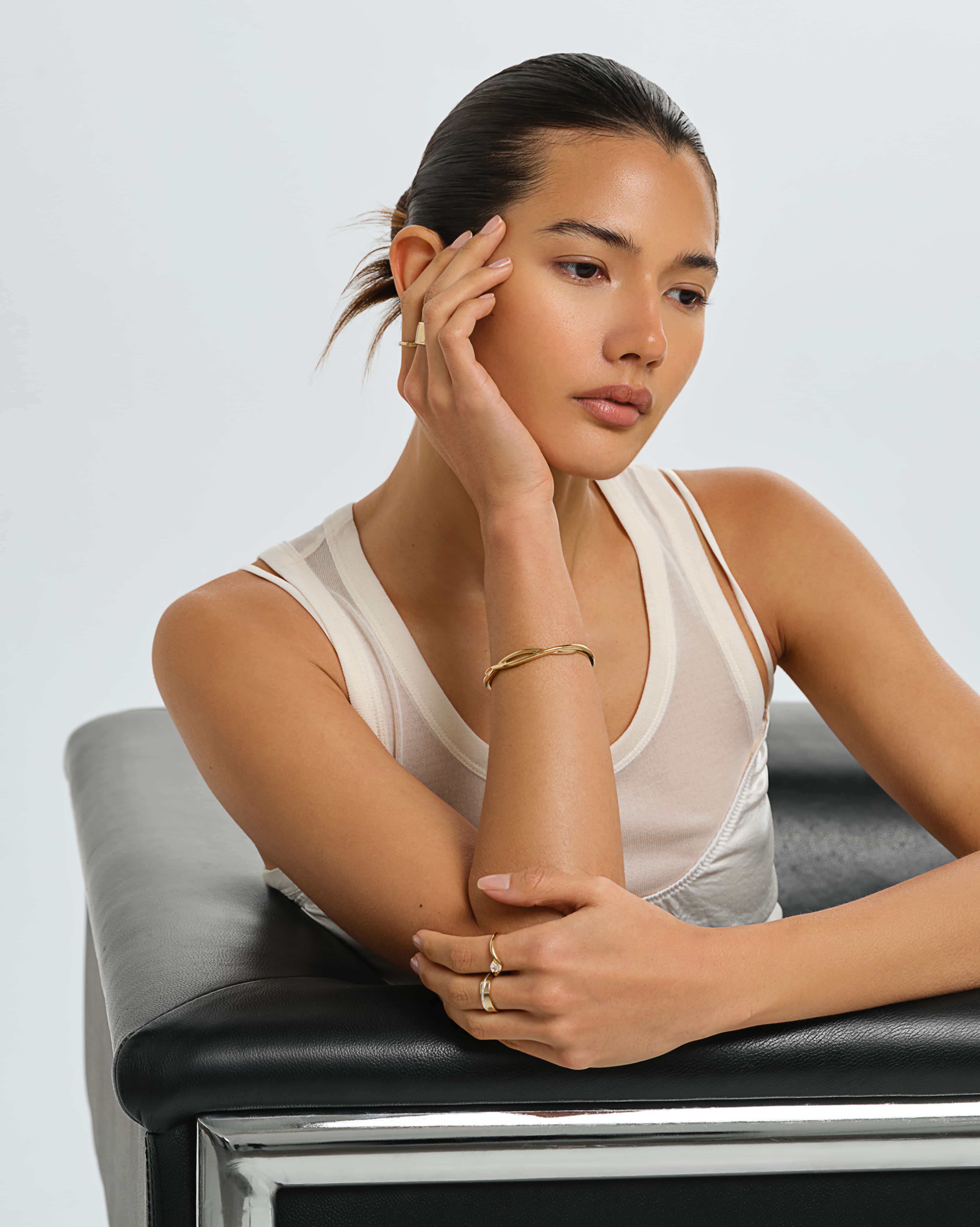 Albese Minimalist Sleek Cuff Bracelet in 925 Sterling Silver by Handiora