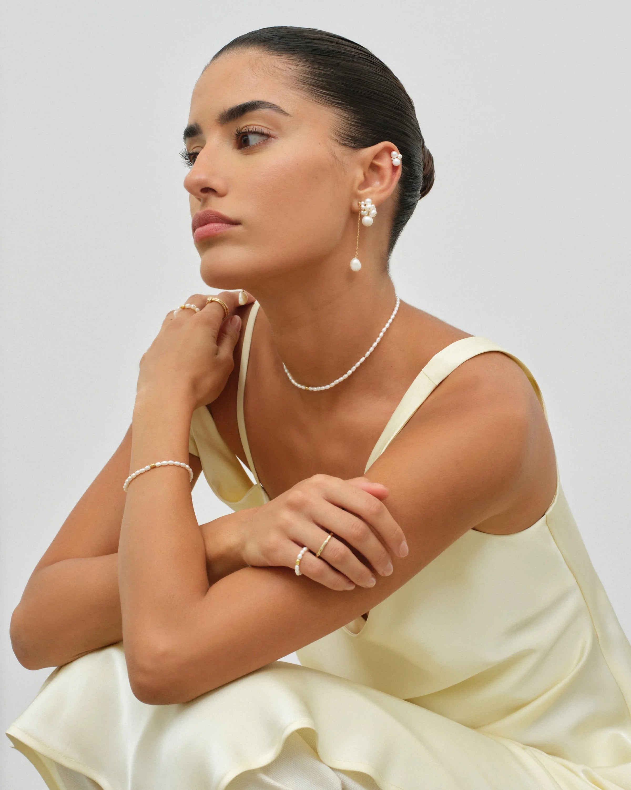 Antibes Freshwater Pearl Choker Trio Set in 18K Gold Vermeil by Handiora