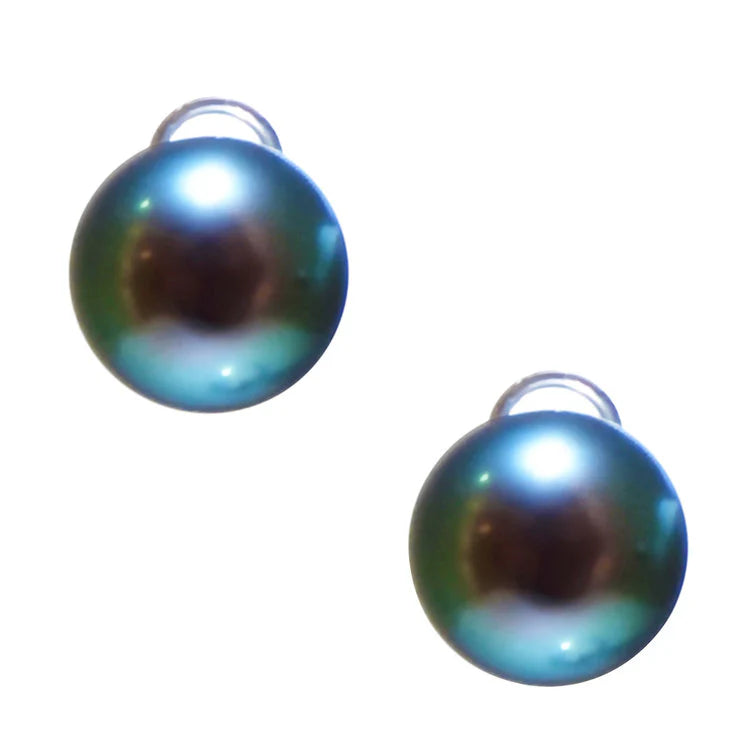 Classic 9mm Black South Sea Pearl Stud Earrings