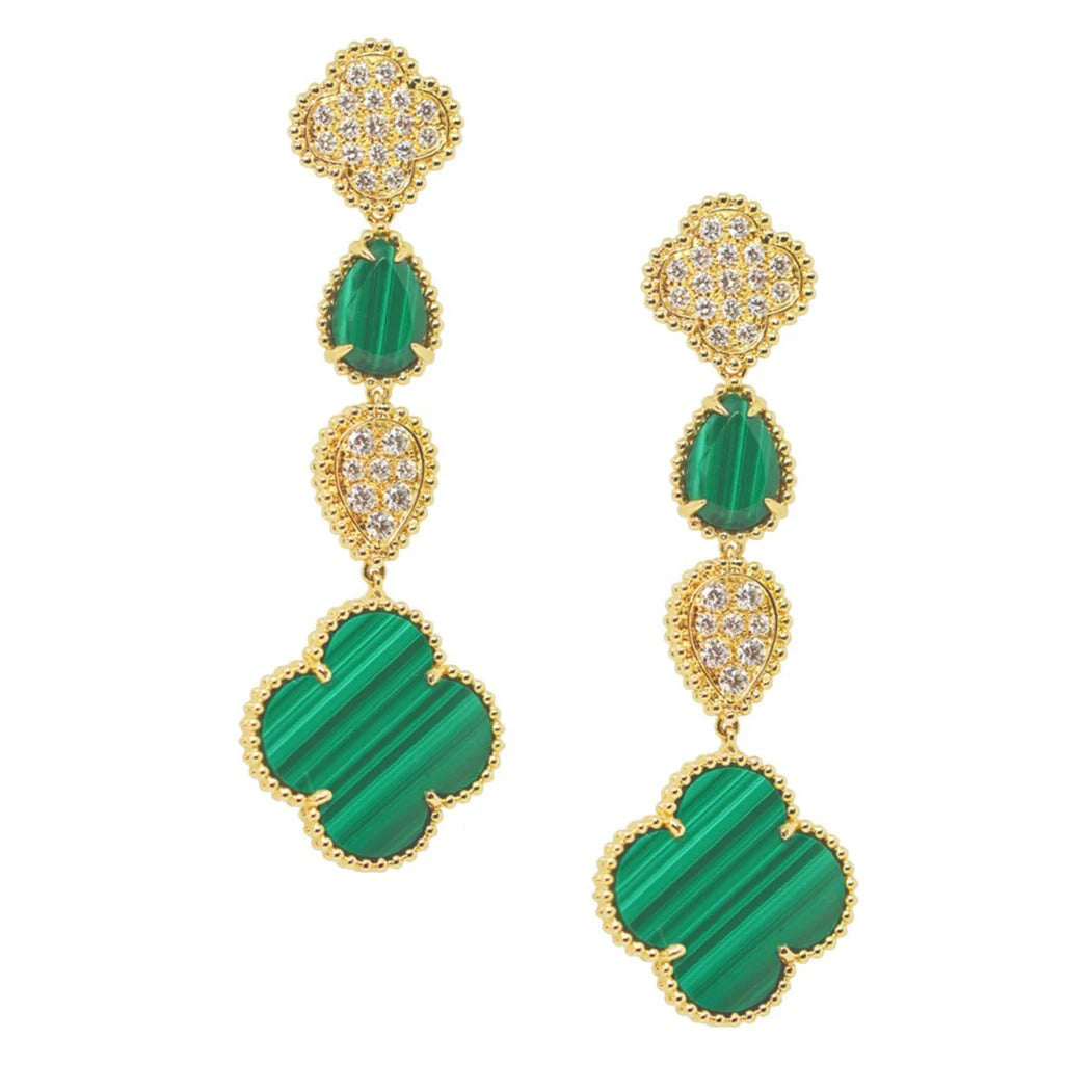 Diamond and Malachite Drop Earrings