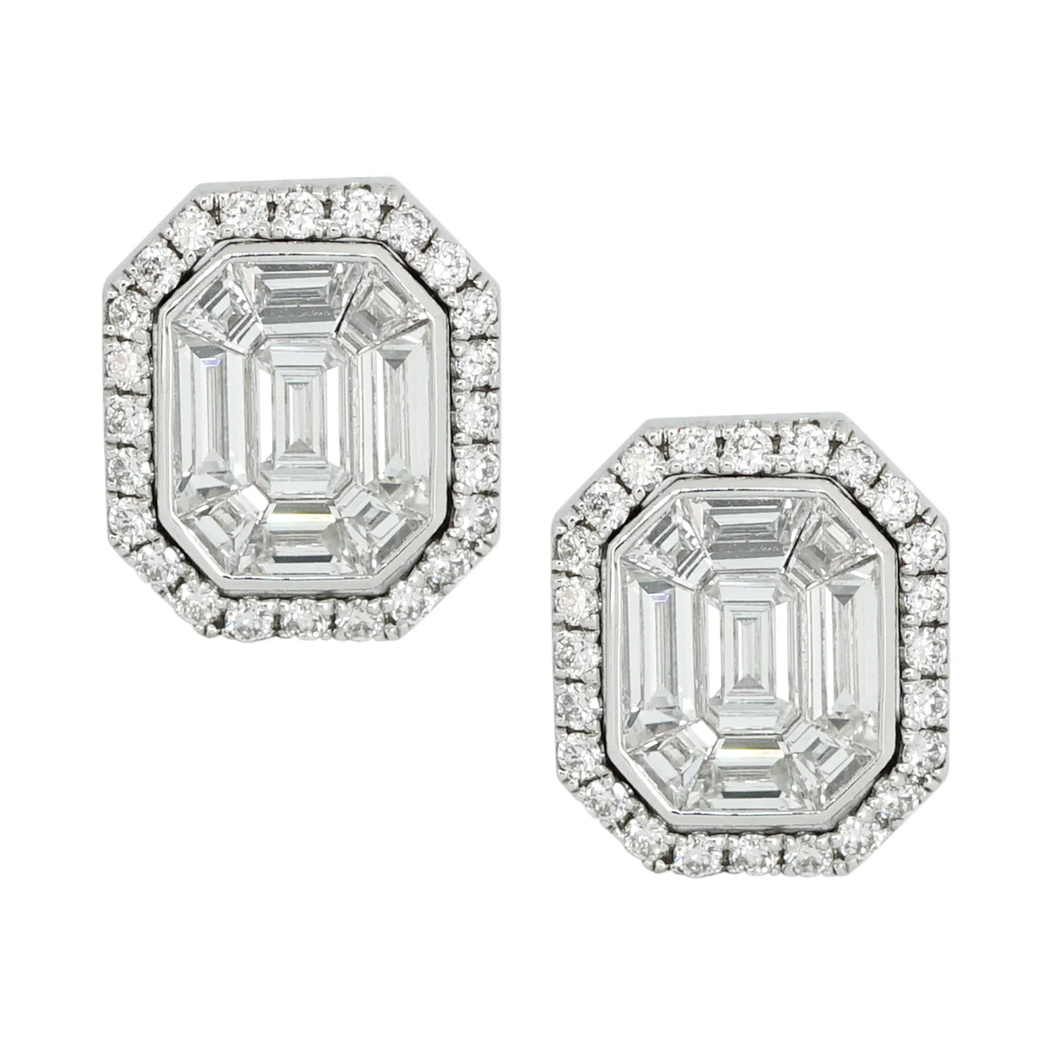 Signature Illusion Emerald Diamond Earrings