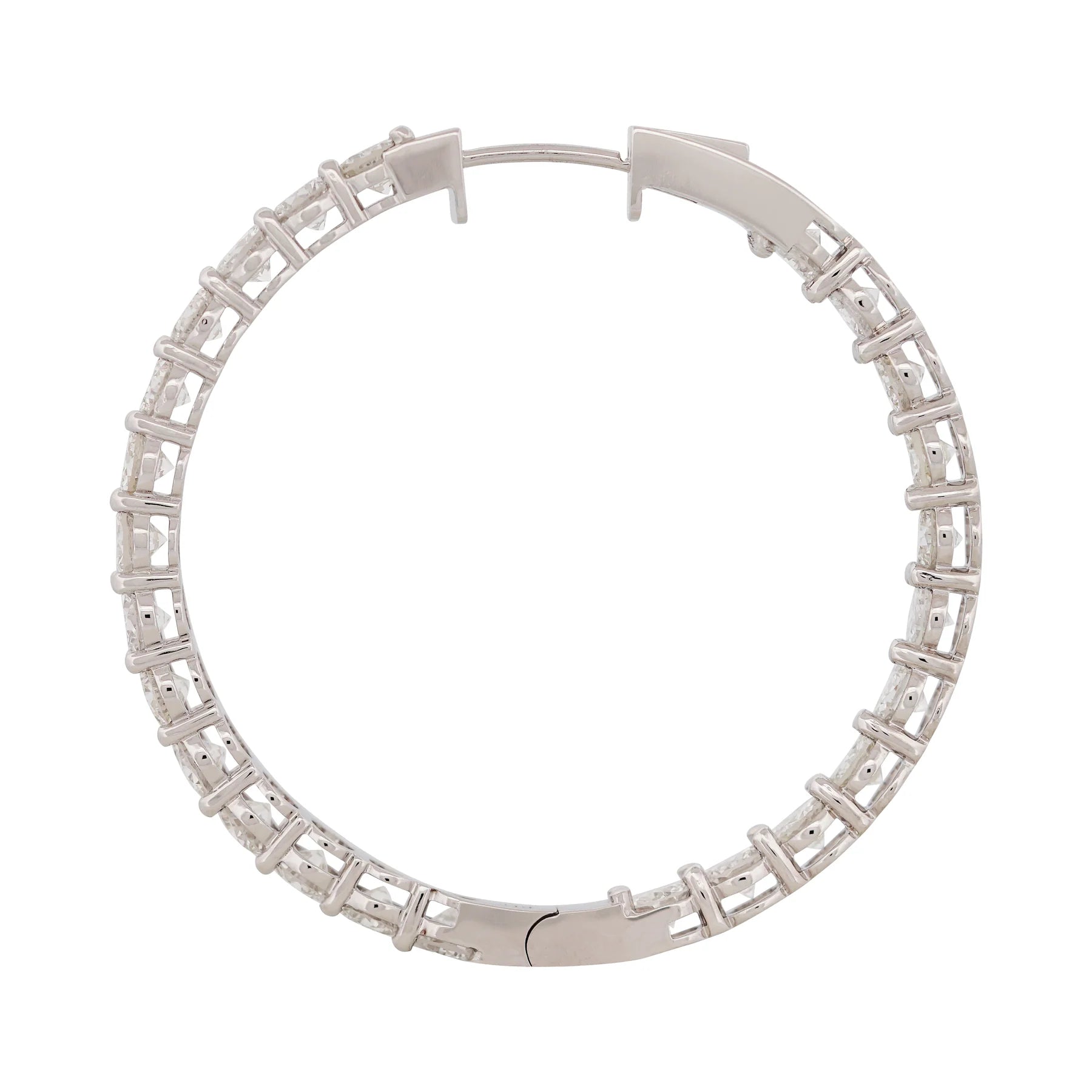 Enlarged Setting Diamond Hoop Earrings