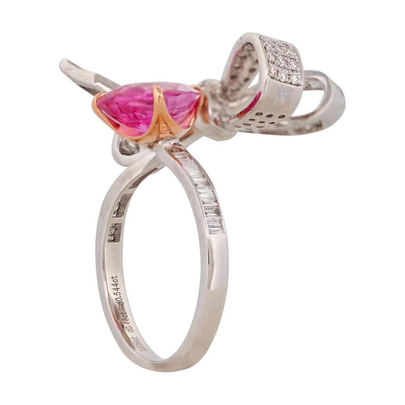 Pink Sapphire & Diamond Ribbon Ring
