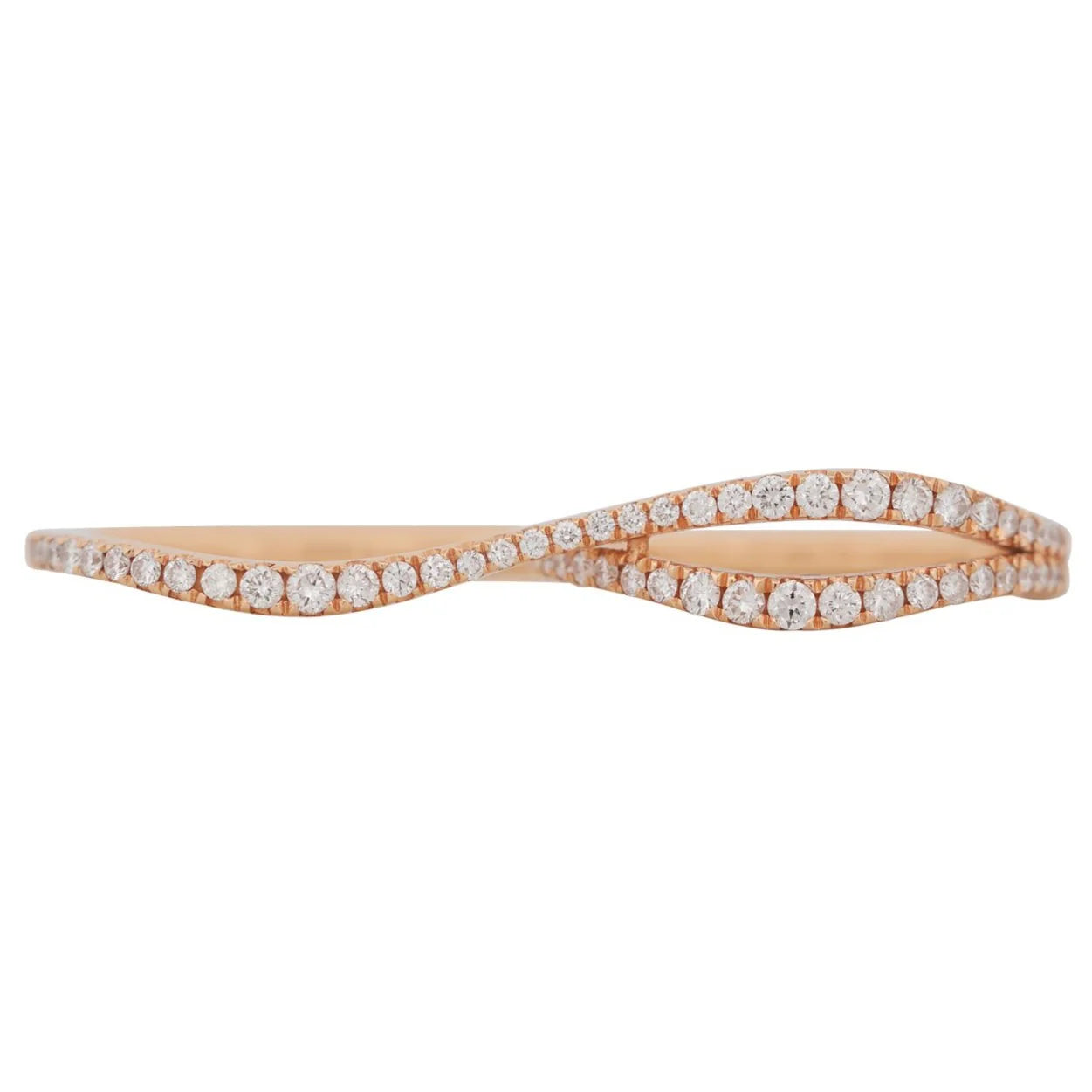 Diamond Wavy Two Finger Ring