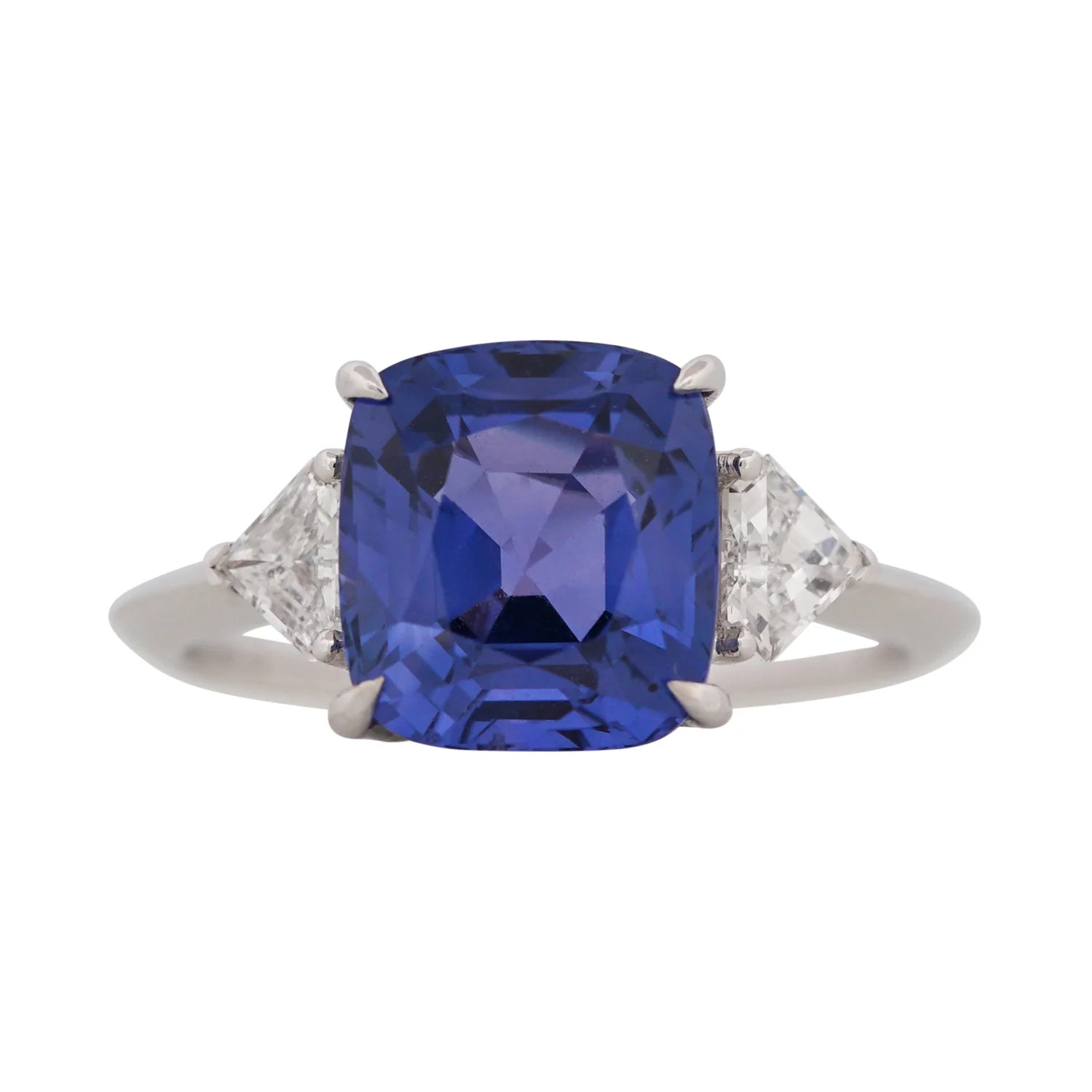Color Change Violet Sapphire Three Stone Ring