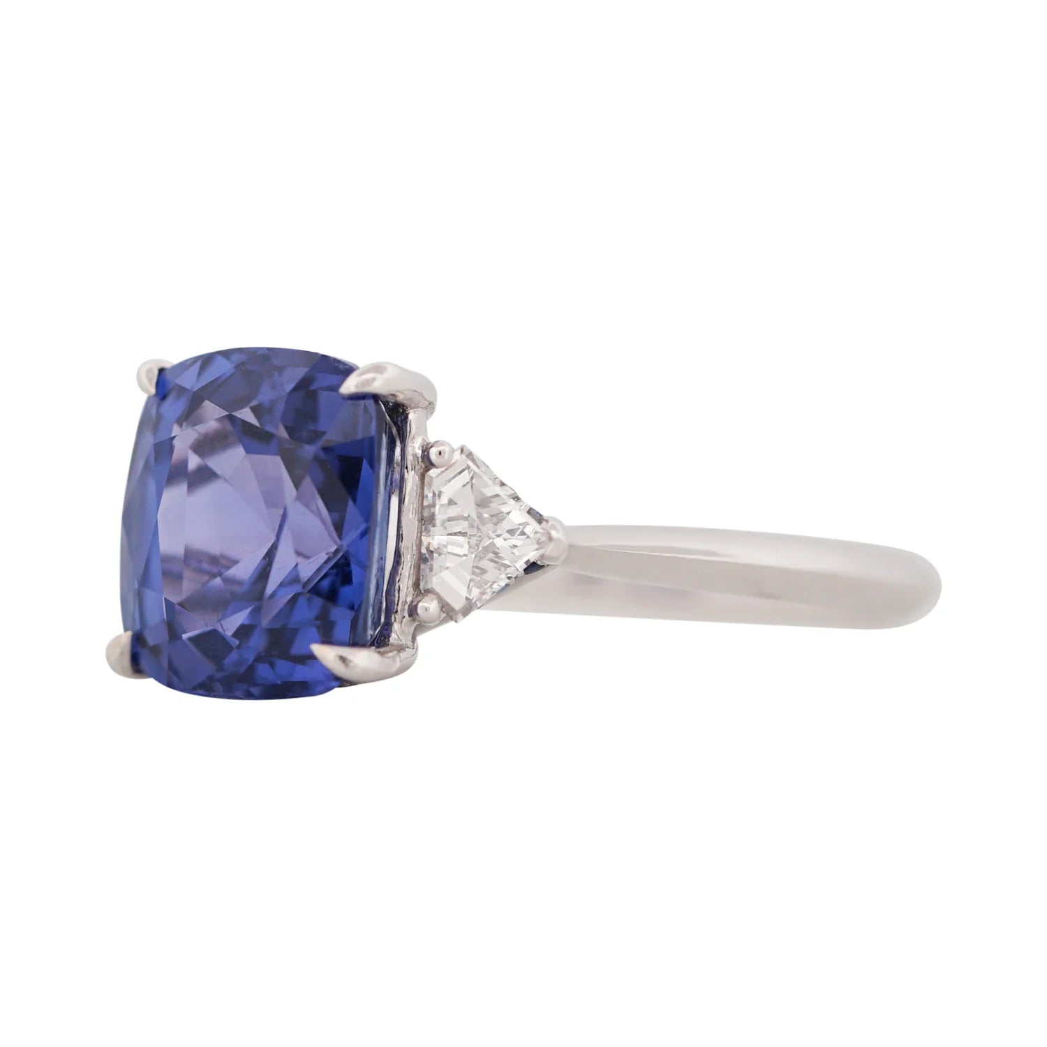 Color Change Violet Sapphire Three Stone Ring
