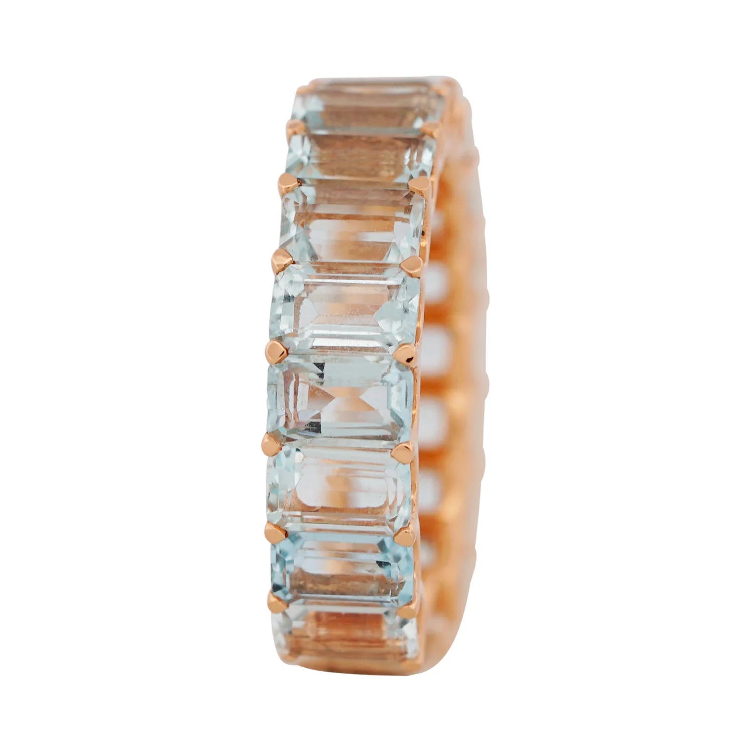 Aquamarine Emerald Cut 3/4 Ring
