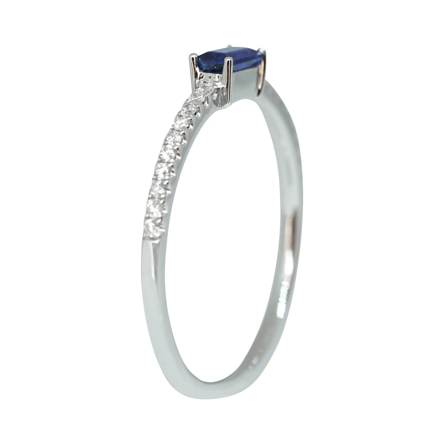 Blue Sapphire & Diamond Baguette Stack Ring