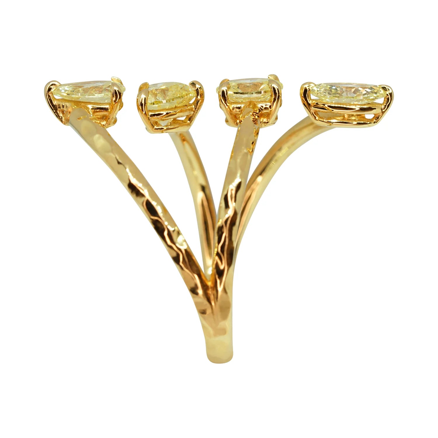 Vertical Multi Shape Fancy Yellow Diamond Ring