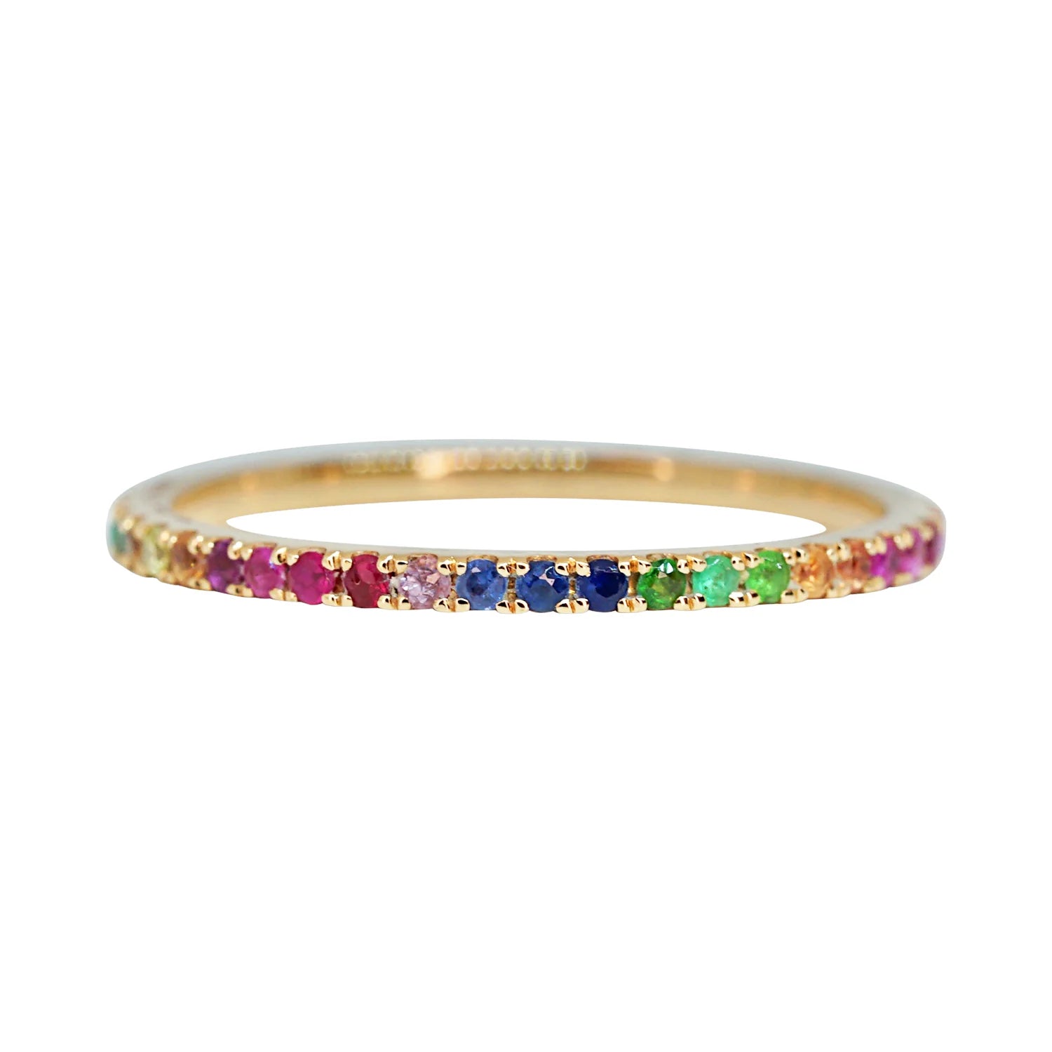 18K White Gold Fancy Sapphire Rainbow Eternity Ring