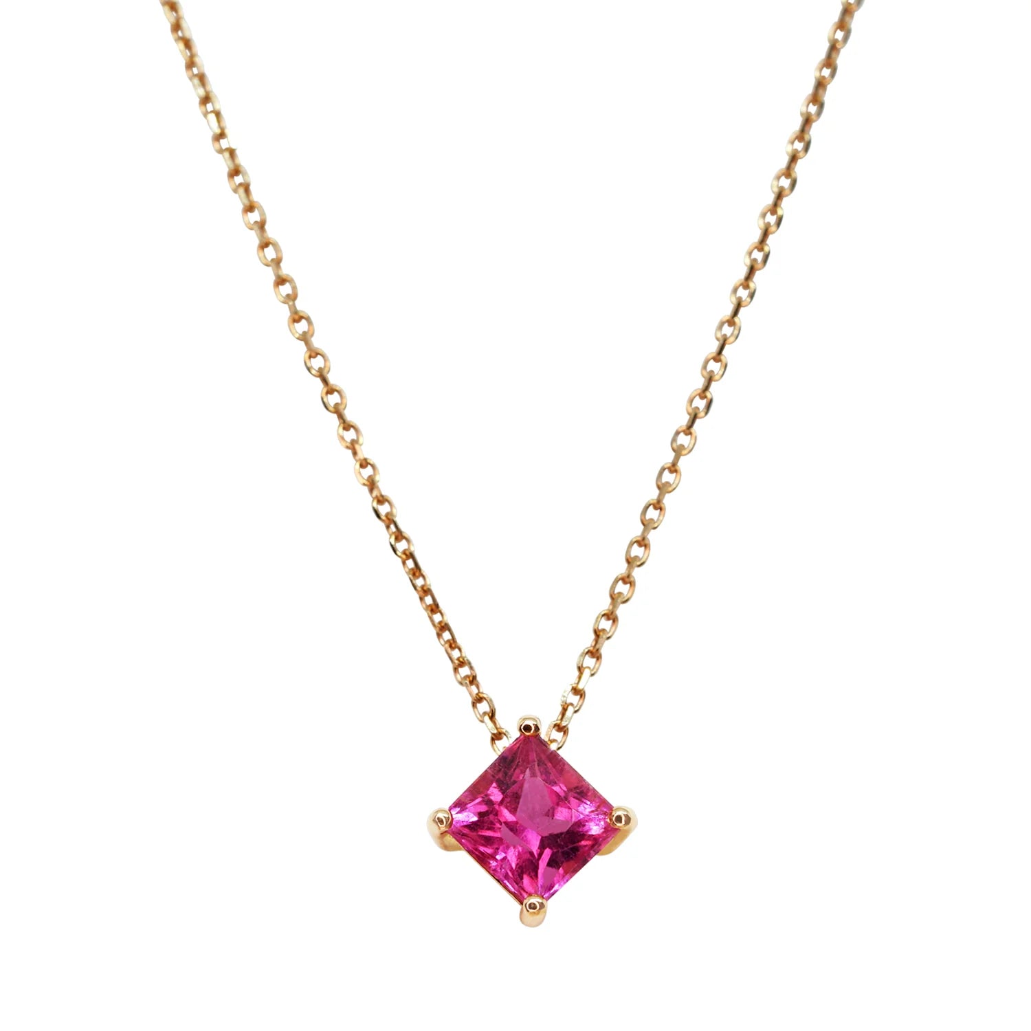 Rubellite Tourmaline Solitaire Pendant