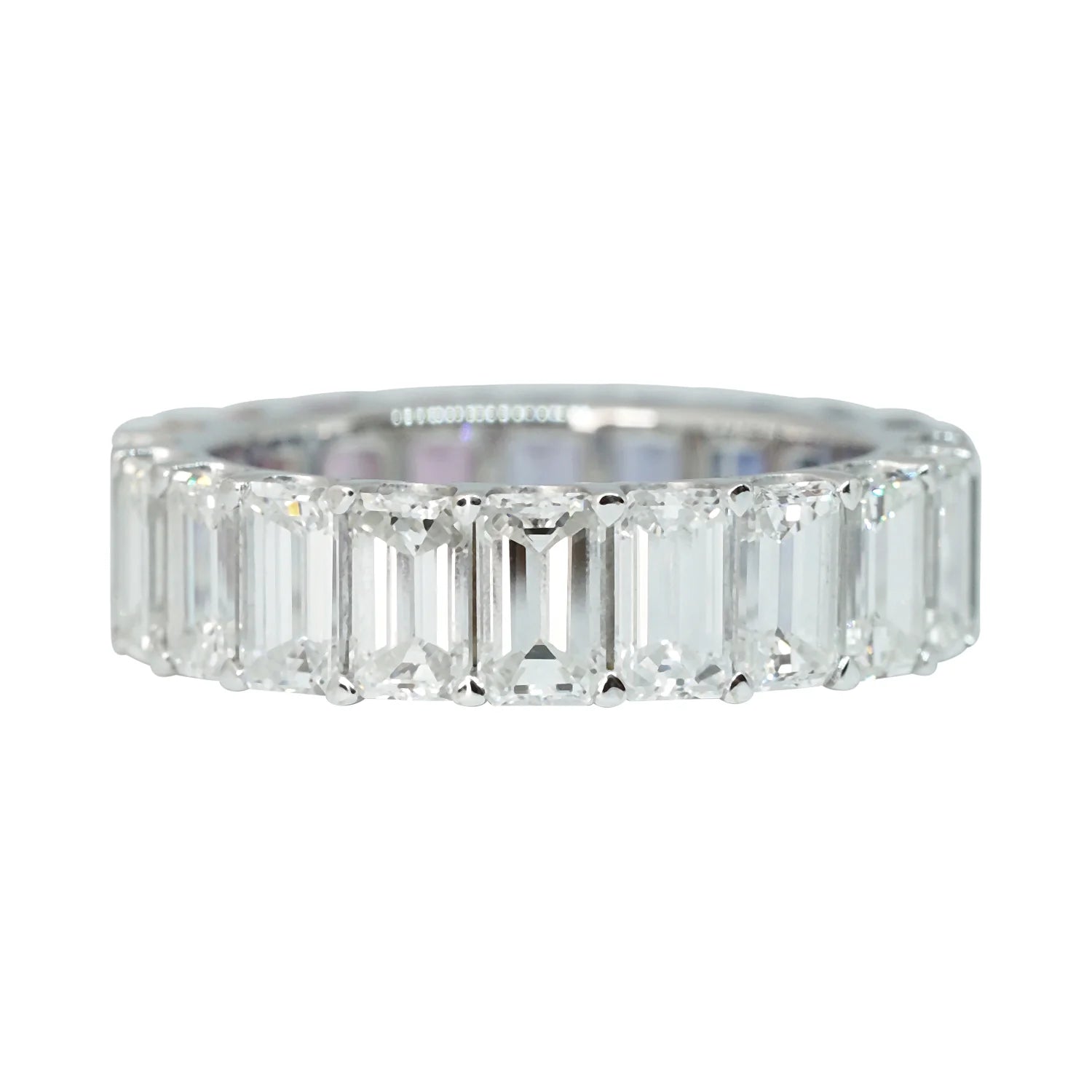 Emerald Cut Diamond Eternity Ring in 18K Gold or Platinum
