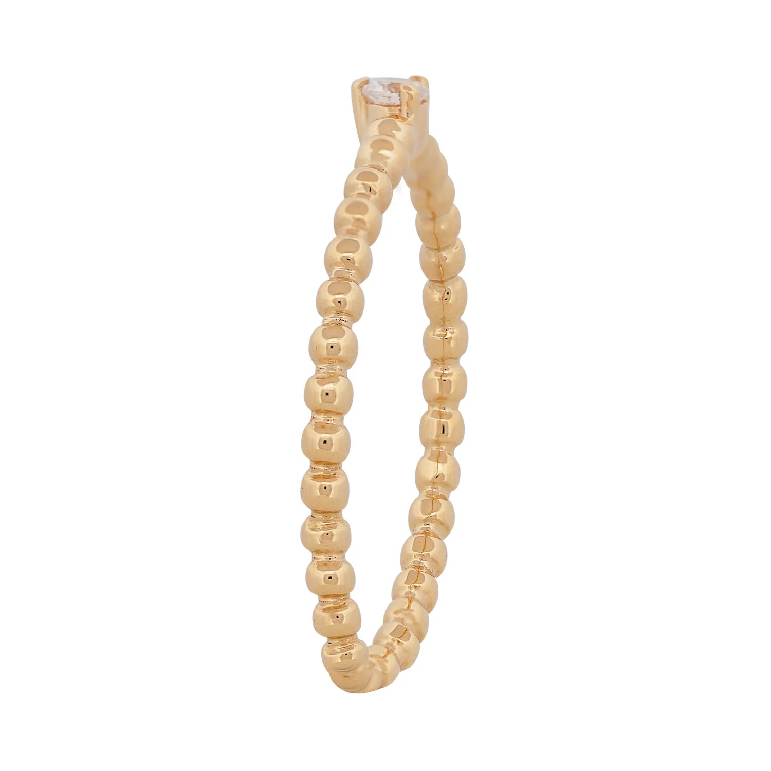 Diamond & Beaded Gold Stacking Ring
