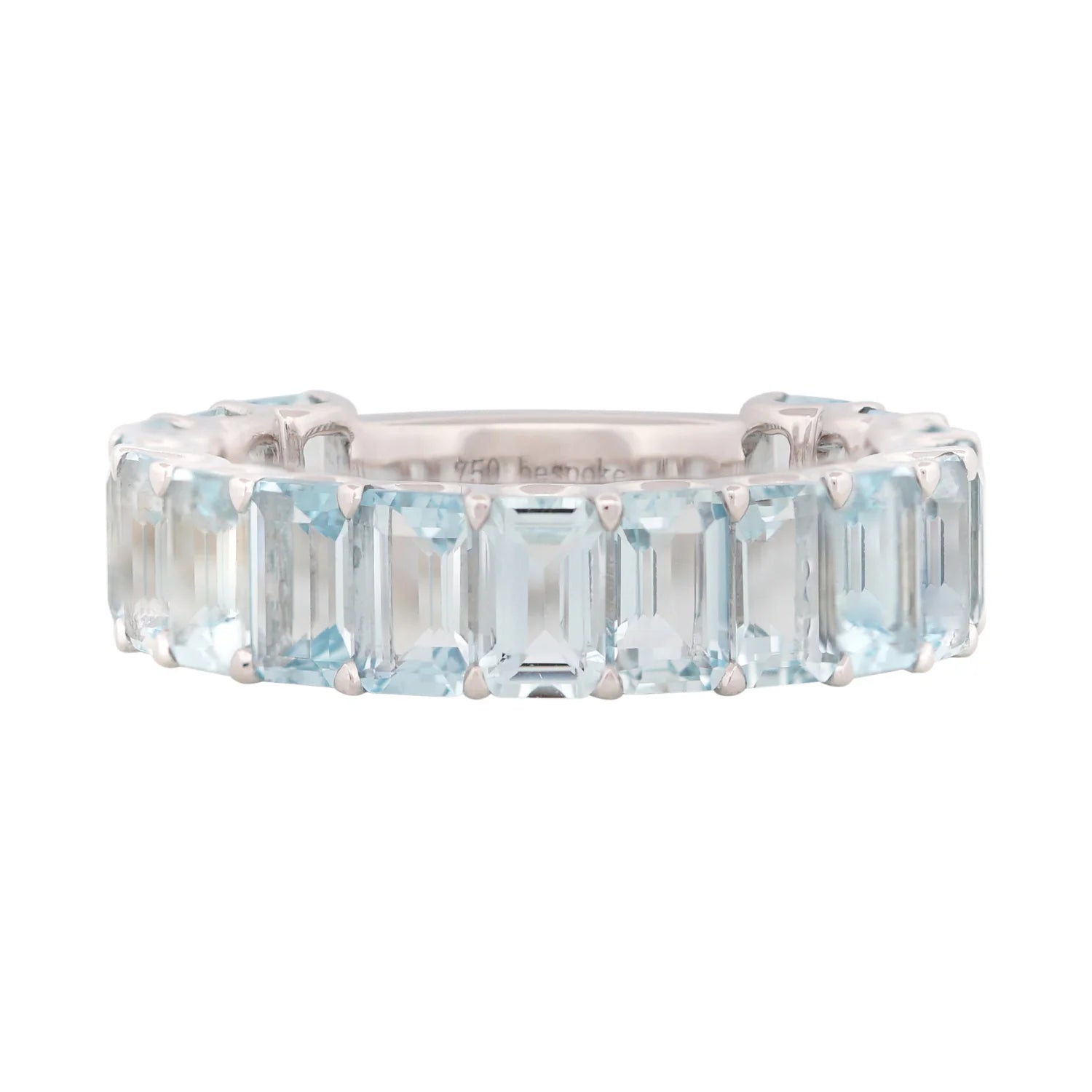 Aquamarine Emerald Cut 3/4 Ring