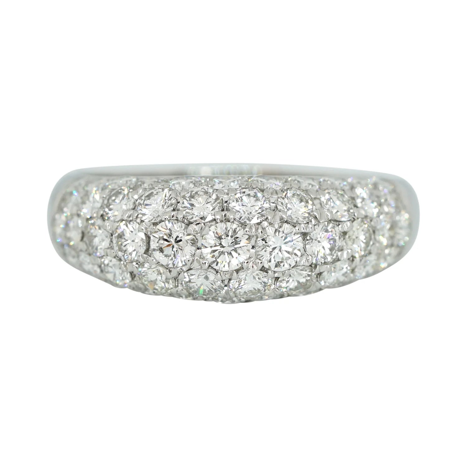 Five Row Domed Pavé Diamond Band in 18K white gold
