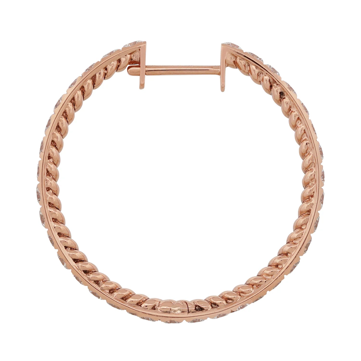 Diamond & Gold Rope Effect Hoop Earrings