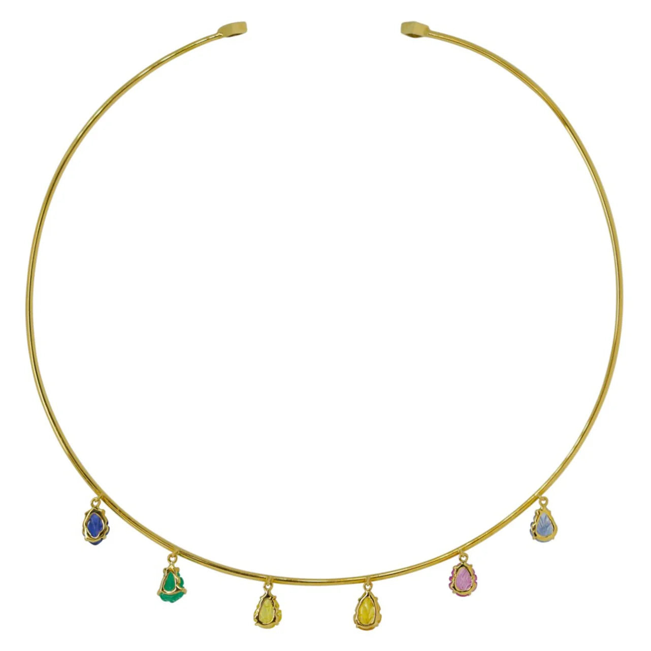 Carved Rainbow Leaf Multi-Gem Dreamcatcher Choker