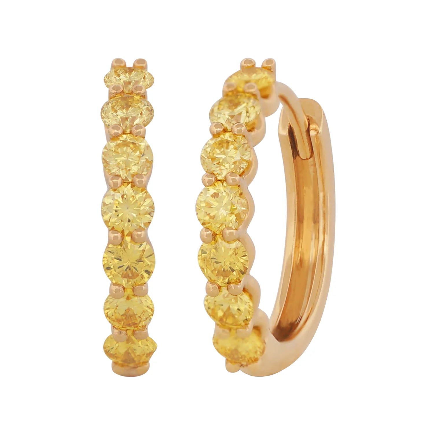 Vivid Yellow Diamond Huggie Earringsgs