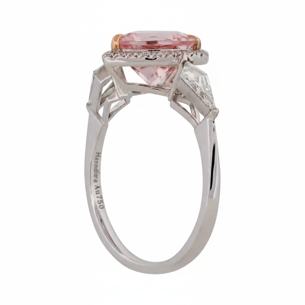 Morganite & Diamond Hearts & Arrows Ring