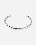 Bamboo Sculptural Cuff Bracelet with Genuine White Topaz in 925 Sterling Silver by Handiora