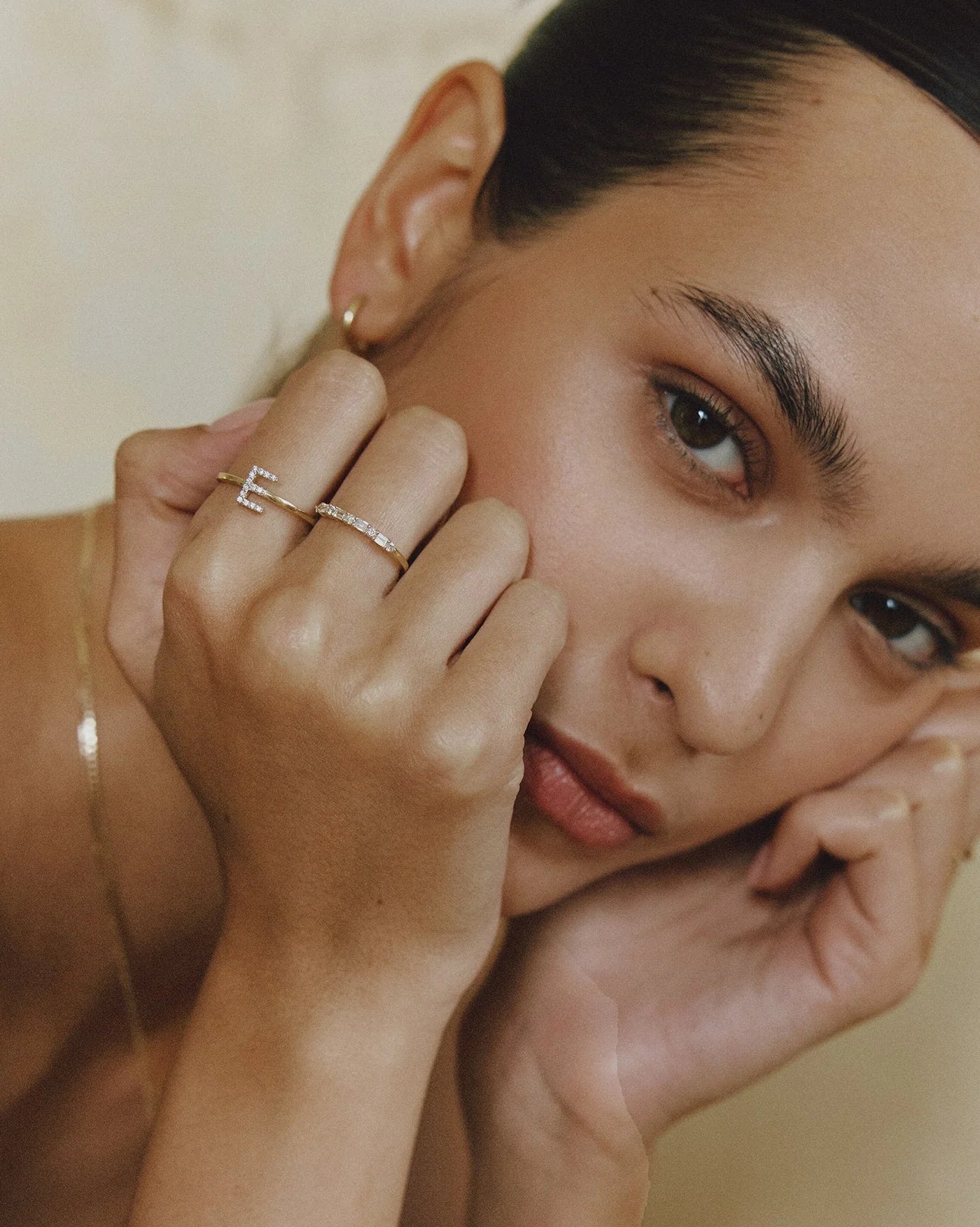 Éternité 14K Gold Ring with Baguette and Round Lab-Grown Diamonds by Handiora