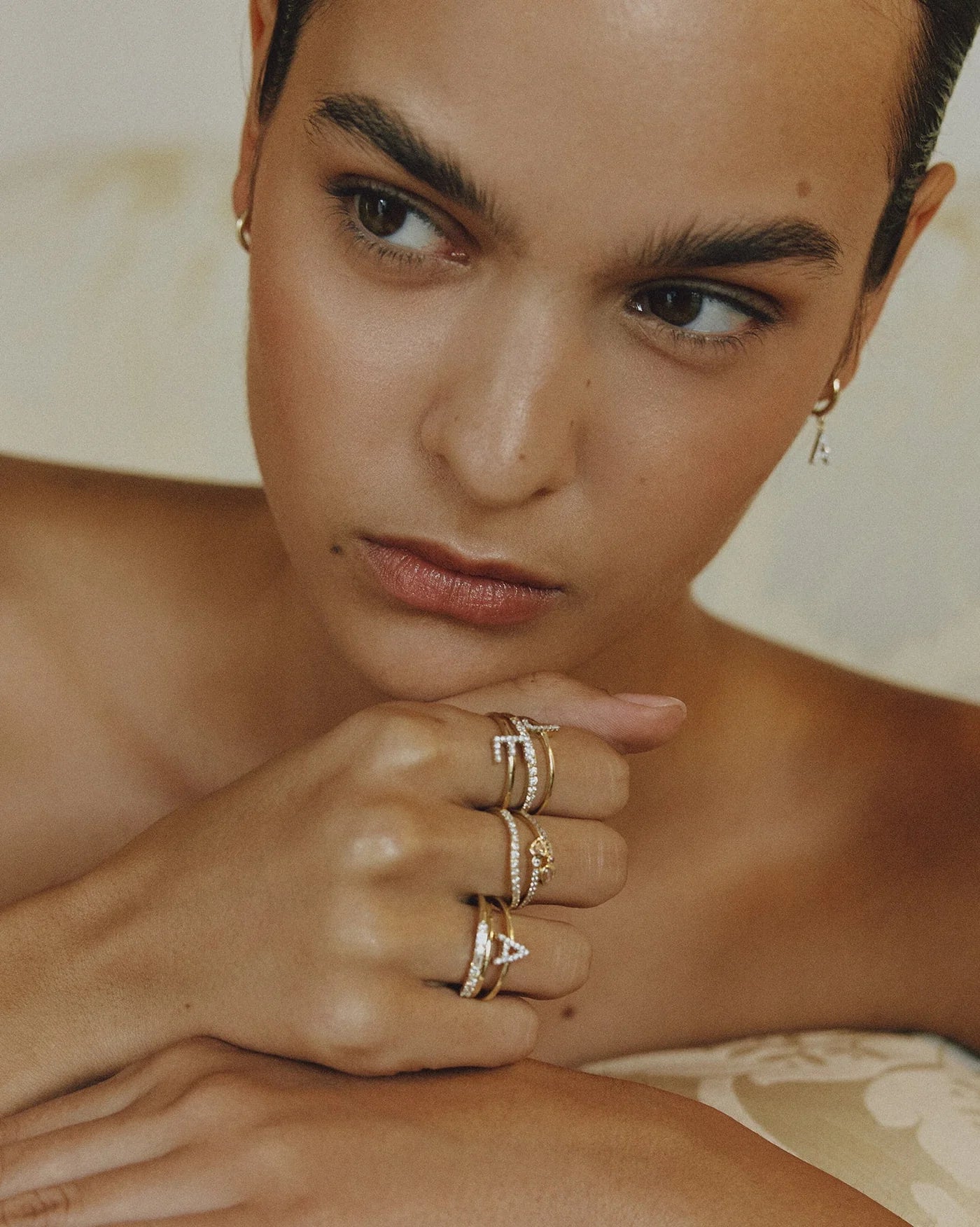 Éternité 14K Gold Ring with Baguette and Round Lab-Grown Diamonds by Handiora