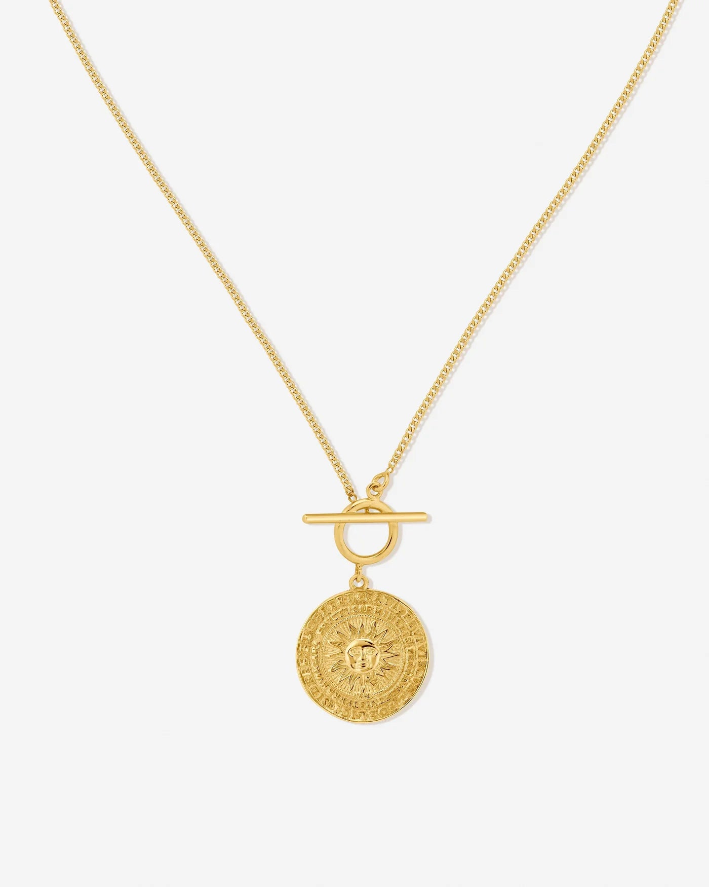 Venice Lucky Star Inscribed Coin Pendant Necklace in 18K Gold Vermeil by Handiora