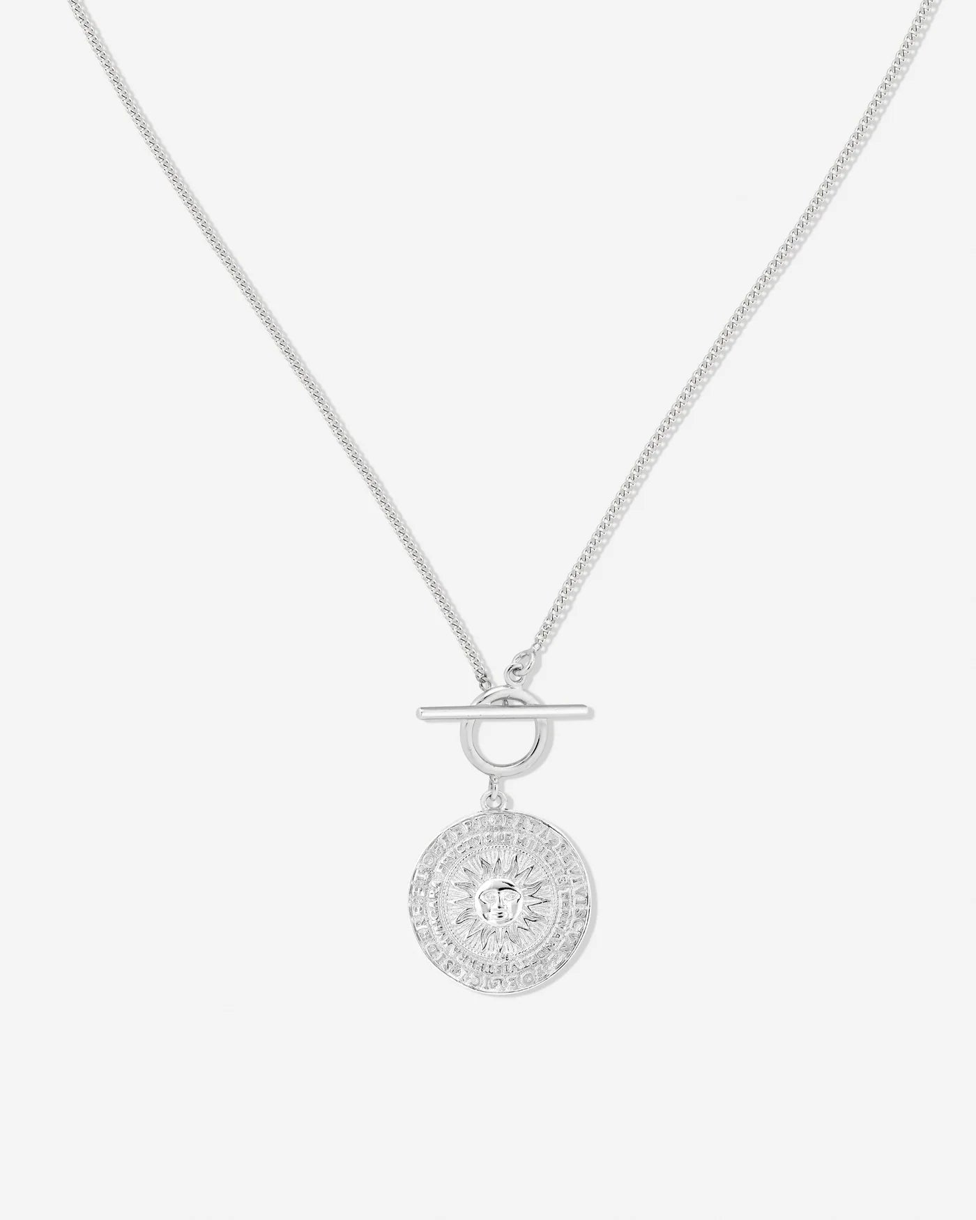 Venice Lucky Star Inscribed Coin Pendant Necklace in 925 Sterling Silver by Handiora