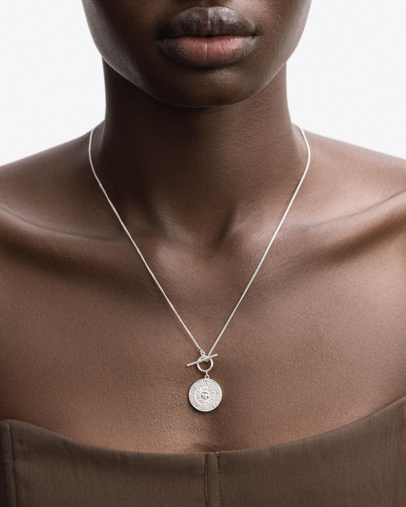Venice Lucky Star Inscribed Coin Pendant Necklace in 925 Sterling Silver by Handiora