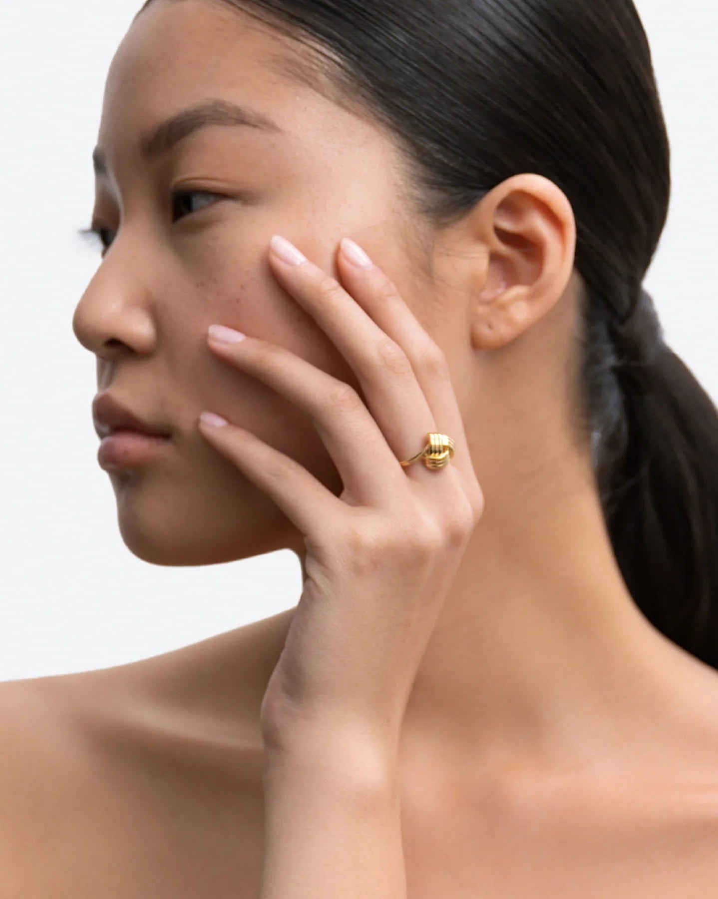 Aria Twisted Knot Triple Band Ring in 18K Gold Vermeil by Handiora