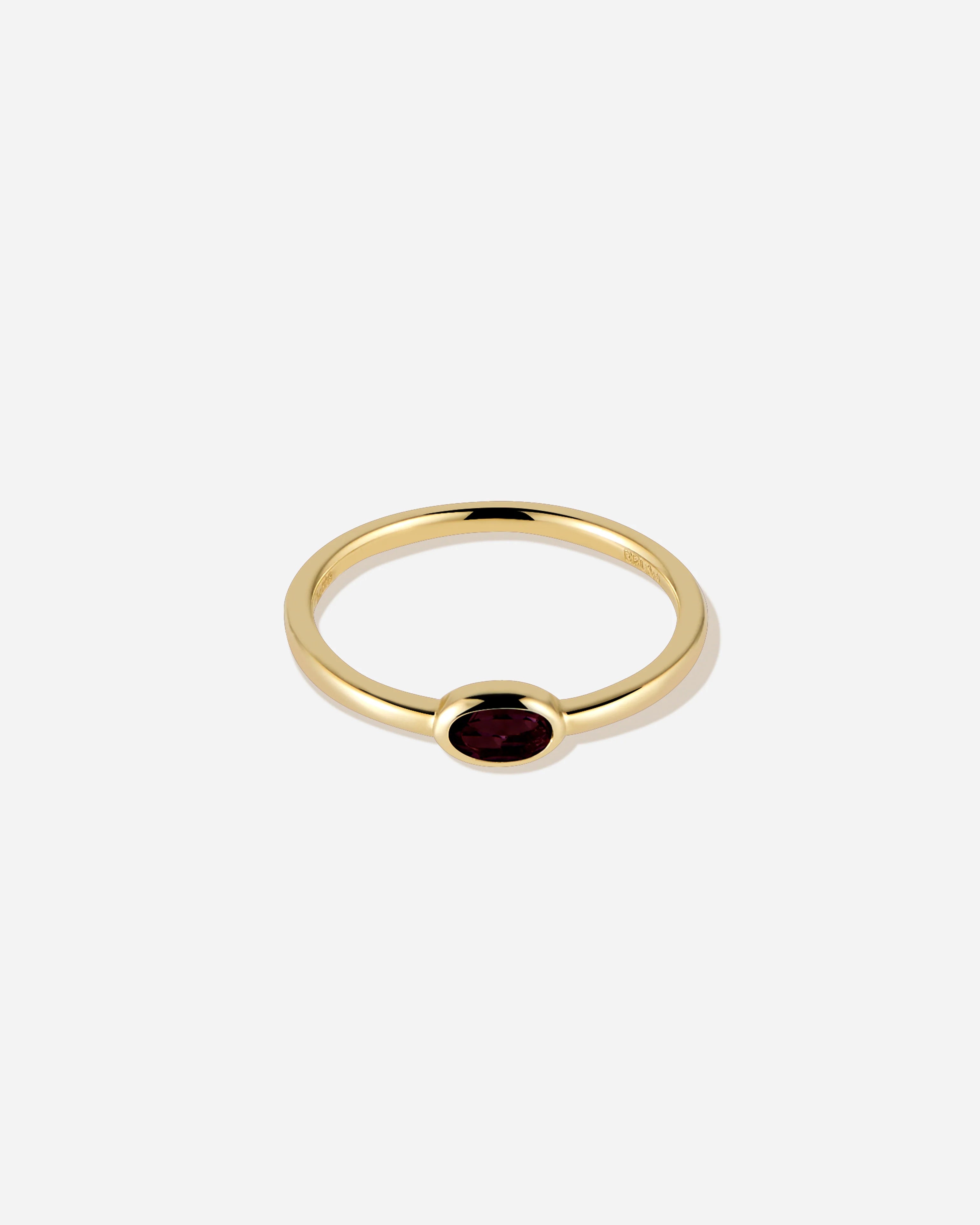 Breno Natural Garnet Solitaire Ring in 18K Gold Vermeil by Handiora - Delicate 1.4mm Band Fine Jewelry