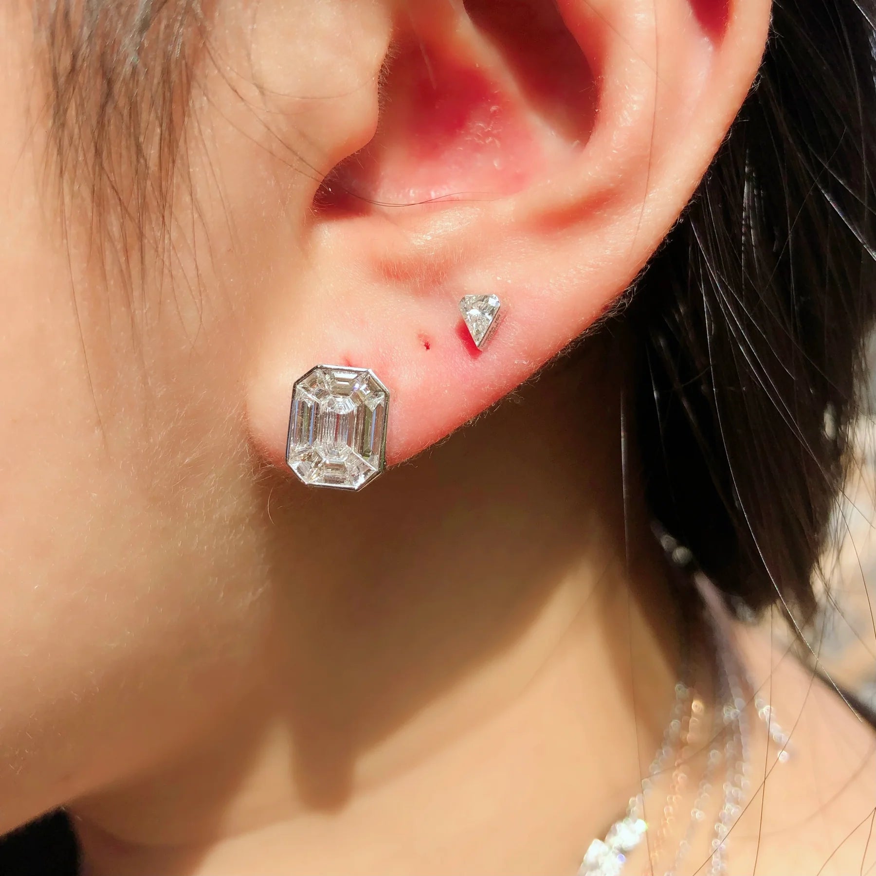 Signature Illusion Emerald Diamond Earrings