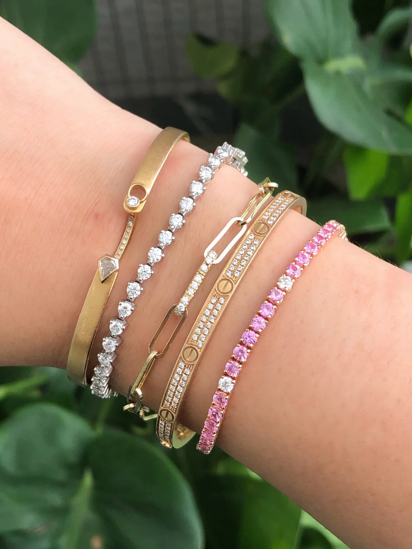 Mini Paperclip Bracelet With Diamond Clasp