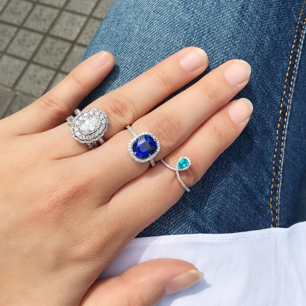 Paraiba & Diamond Tiara Ring