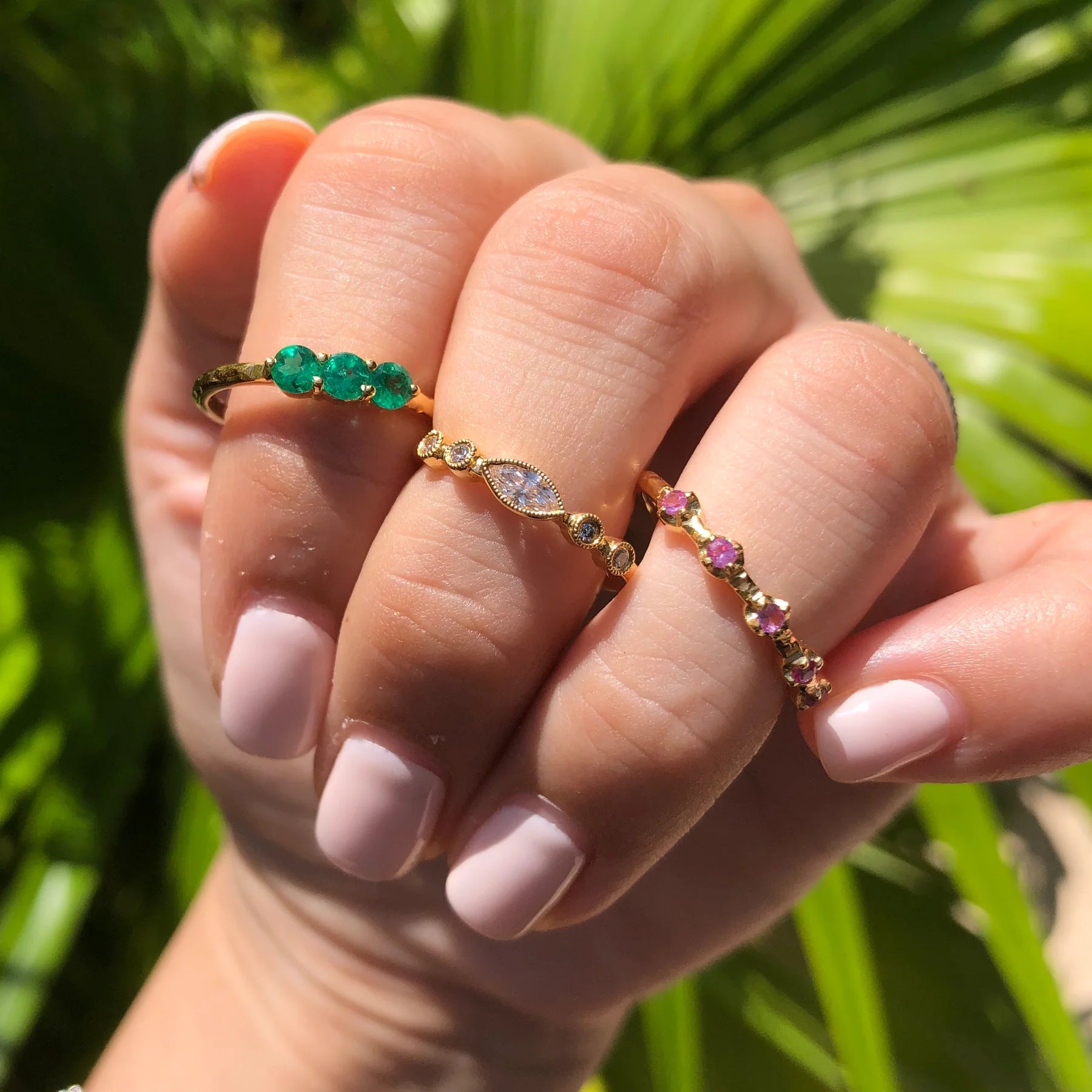 Pink Sapphire Five Stone Ring