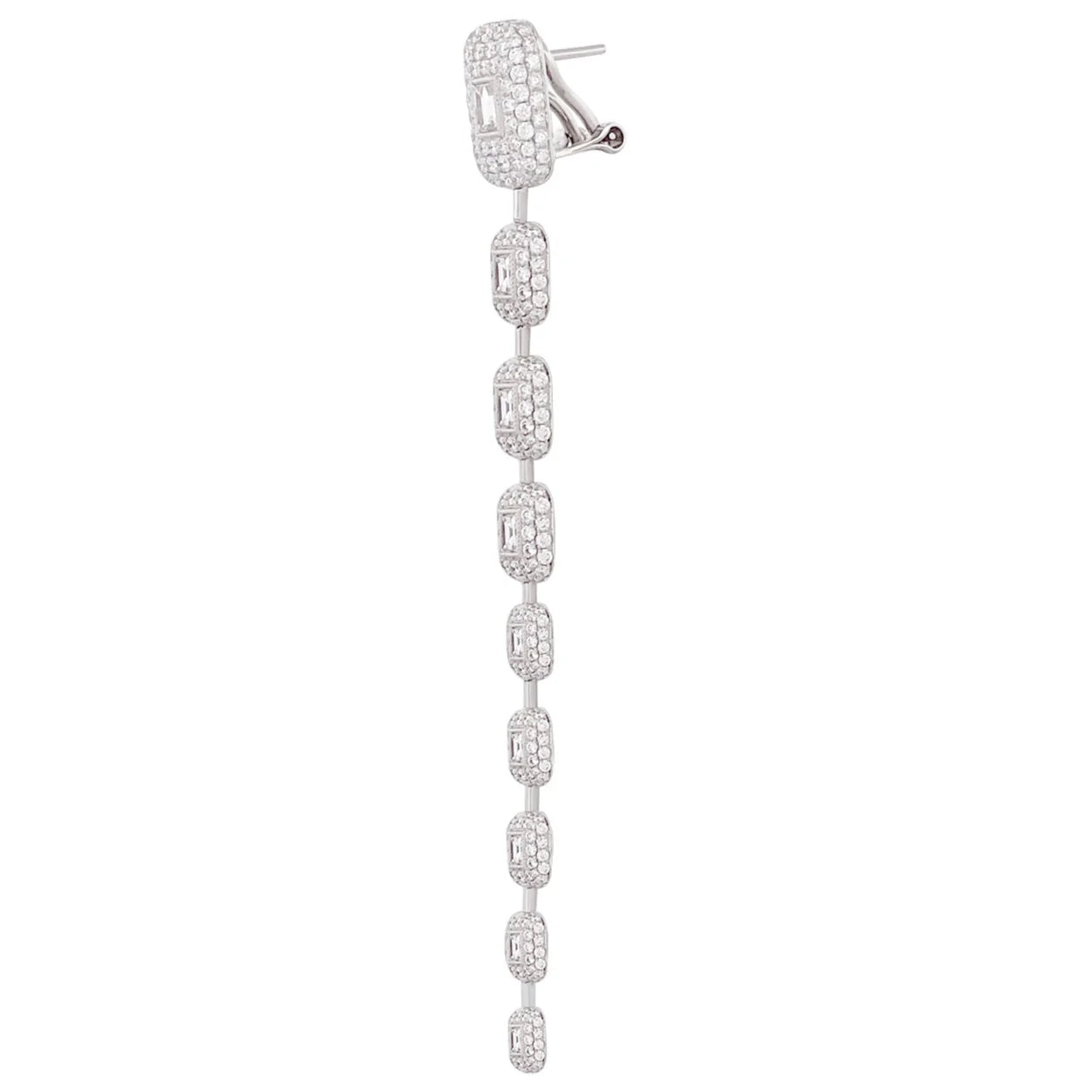 Baguette Diamond Pave Statement Drop Earrings