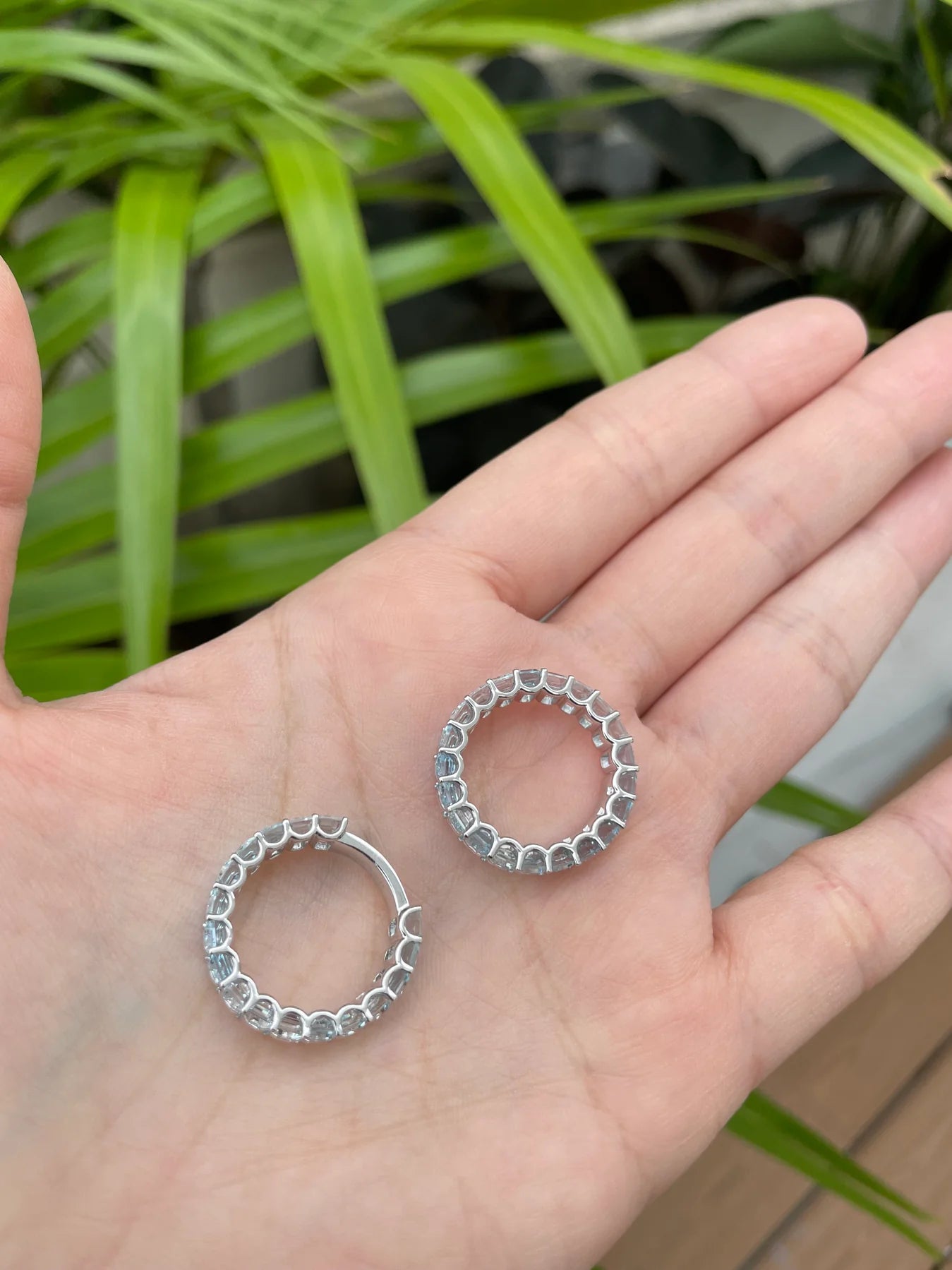 AQUAMARINE EMERALD CUT ETERNITY RING