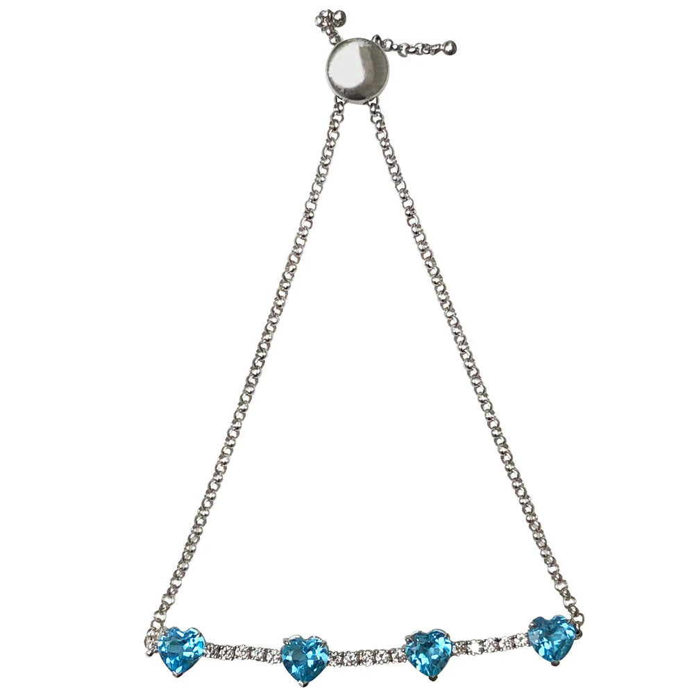 Swiss Blue Topaz & Diamond Bolo Bracelet