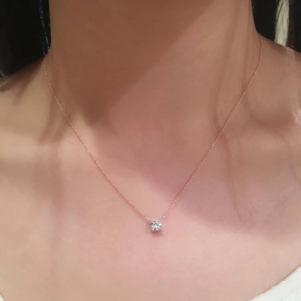 Mini Bezel-set Diamond Solitaire Pendant