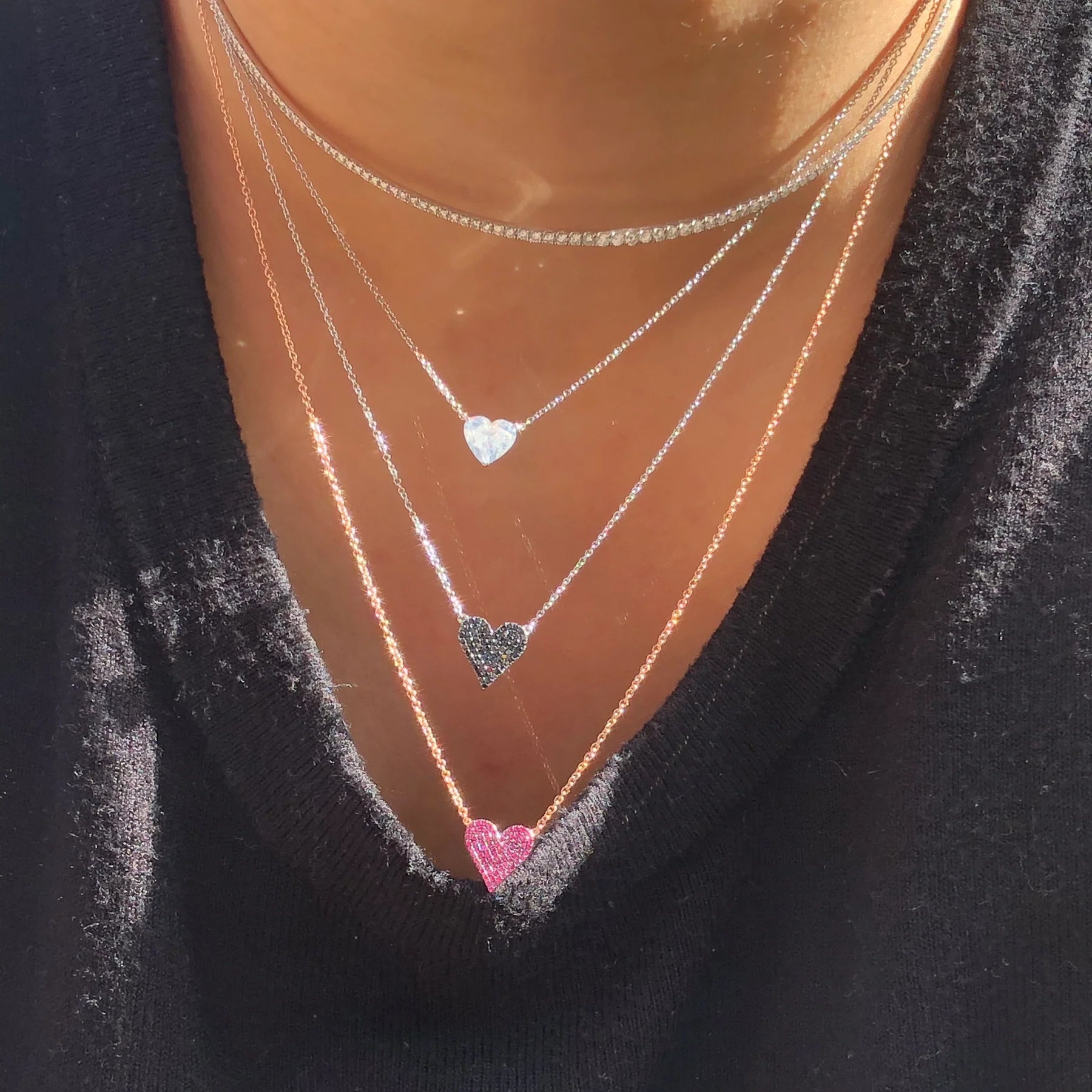 Signature Reversible Diamond & Gemstone Heart Pendant